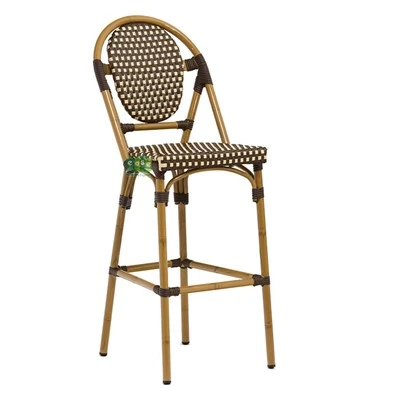 Σκαμπό μπαρ αλουμινίου Parisian Rattan εξωτερικού χώρου